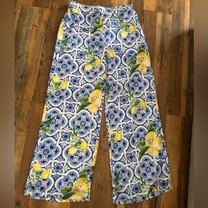 Boston Proper Blue and White Patterned Pants